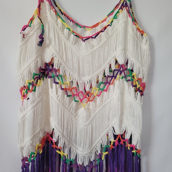Crochet Ombre Fringe Swimsuit Cover up Shein Curve XL - Picture 2 of 7